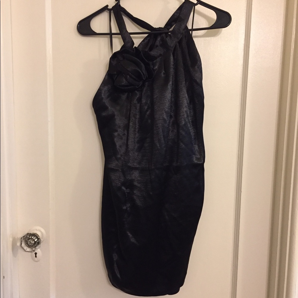 Black Express backless silky top